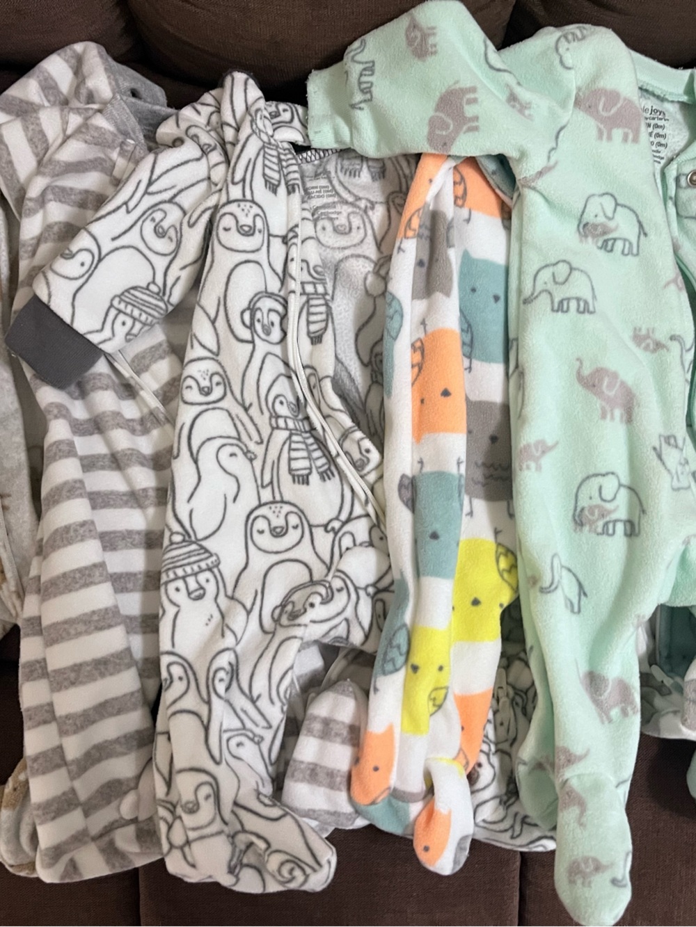 Newborn Simple joys by carters 5 fleece sleepers bundle